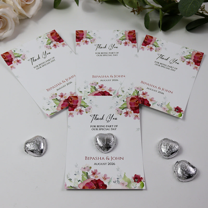 Floral Flat A6 Favour Cards FV129 – Add Your Own Chocolate Treat