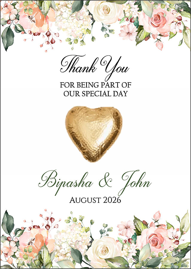 Floral Flat A6 Favour Cards FV130 – Add Your Own Chocolate Treat