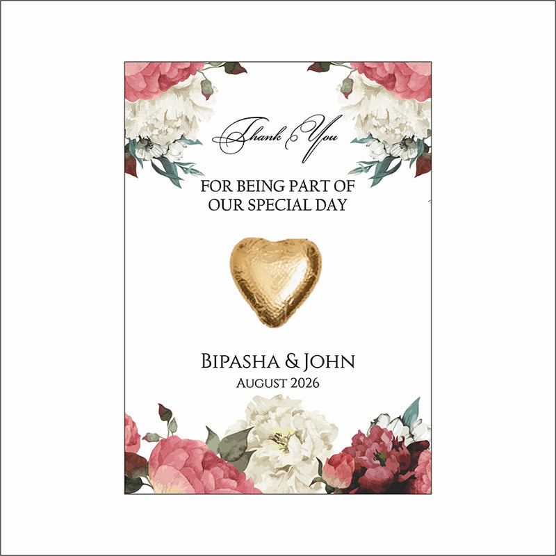 Floral Flat A6 Favour Cards FV132 – Add Your Own Chocolate Treat