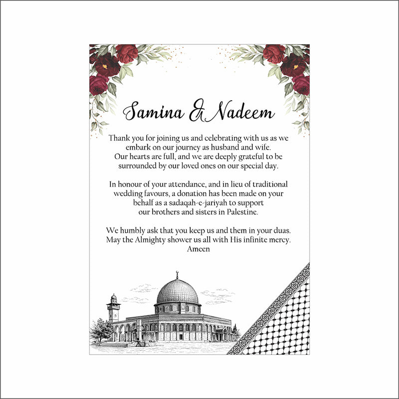 Palestine Floral Flat A6 Favour Cards FV133 – Add Your Own Chocolate Treat