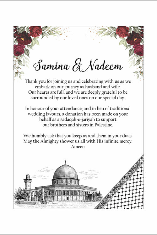 Load image into Gallery viewer, Palestine Floral Flat A6 Favour Cards FV133 – Add Your Own Chocolate Treat
