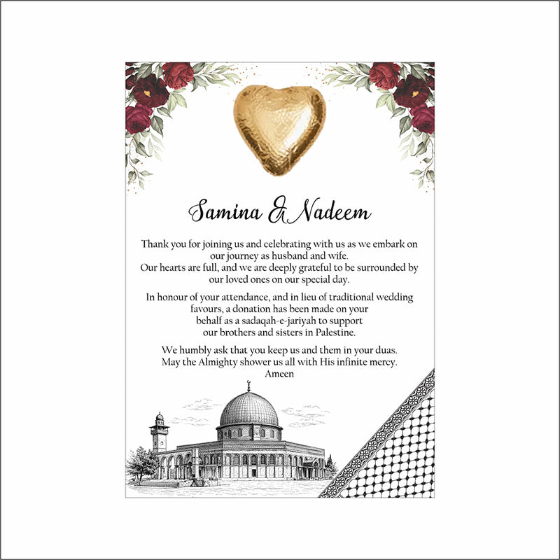 Palestine Floral Flat A6 Favour Cards FV133 – Add Your Own Chocolate Treat