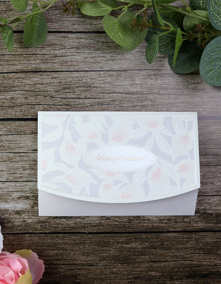 Panache 1817 Pink lillies lilac bakground wedding invitations