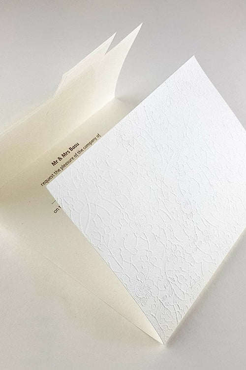 Load image into Gallery viewer, Budget Square Ecru Foiled embossed wedding invitation - Panache 2039
