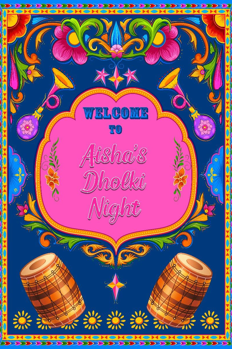 Desi Vibrant coloured Welcome poster sign for Dholki haldi or Jaggo