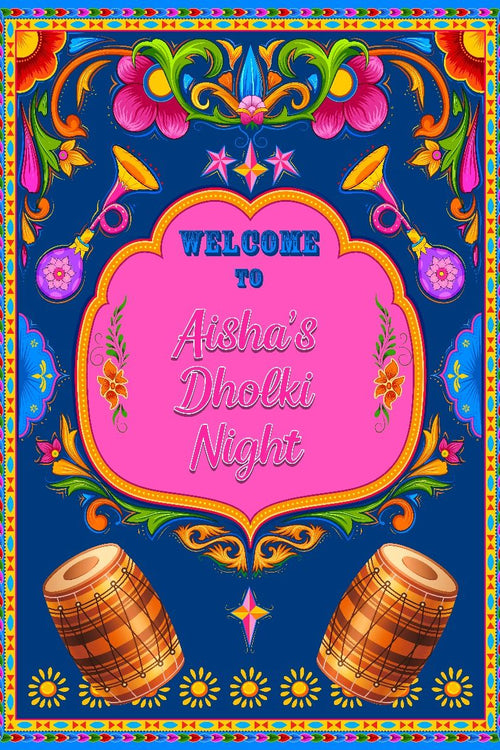 Load image into Gallery viewer, Desi Vibrant coloured Welcome poster sign for Dholki haldi or Jaggo
