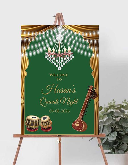 Top view of the Elegant Qawwali Event Sign with Traditional Sufi-Inspired Design