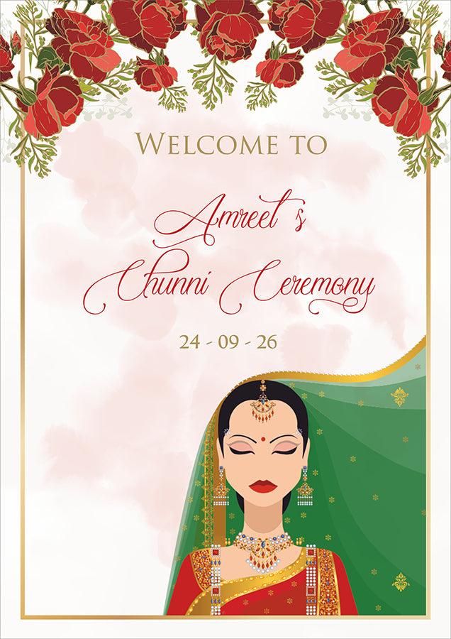 2048 – Elegant A1 Chunni Ceremony Welcome Poster