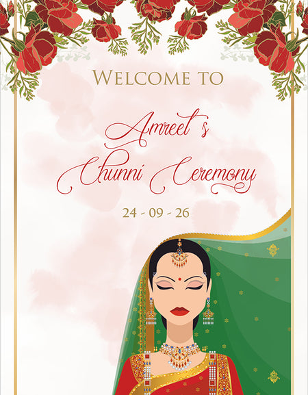 2048 – Elegant A1 Chunni Ceremony Welcome Poster
