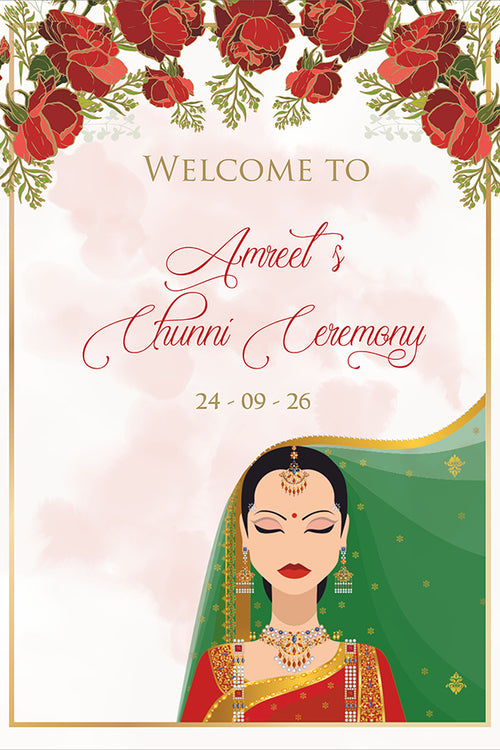 Load image into Gallery viewer, 2048 – Elegant A1 Chunni Ceremony Welcome Poster
