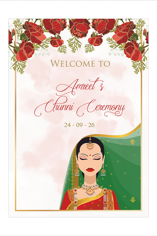 Load image into Gallery viewer, 2048 – Elegant A1 Chunni Ceremony Welcome Poster
