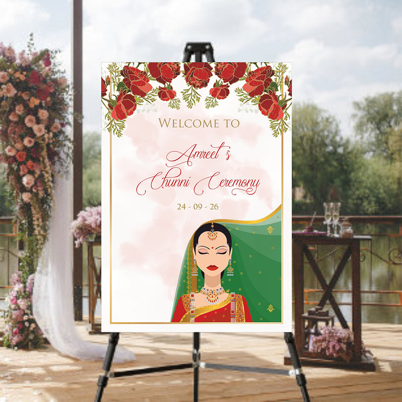 2048 – Elegant A1 Chunni Ceremony Welcome Poster