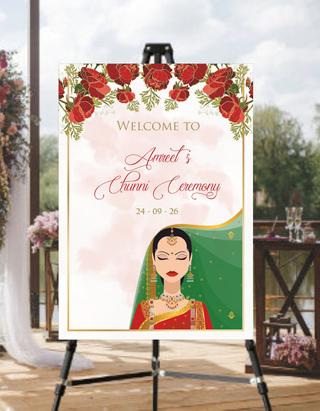 2048 – Elegant A1 Chunni Ceremony Welcome Poster