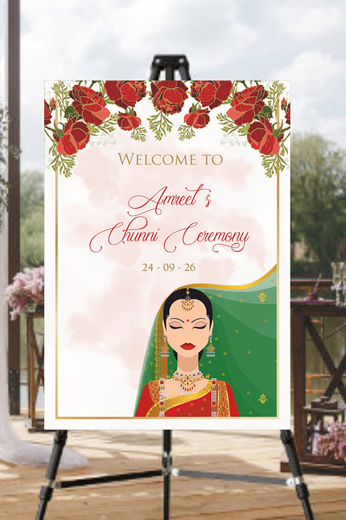 Load image into Gallery viewer, 2048 – Elegant A1 Chunni Ceremony Welcome Poster
