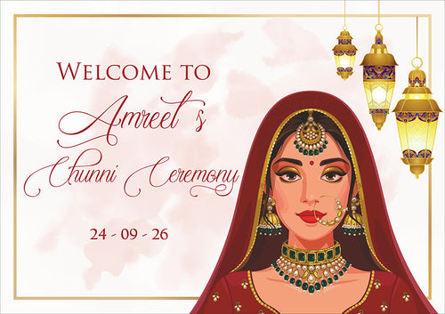 Load image into Gallery viewer, 2049 – Elegant A1 Chunni Ceremony Welcome Poster
