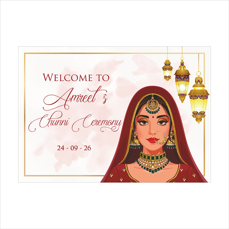 2049 – Elegant A1 Chunni Ceremony Welcome Poster