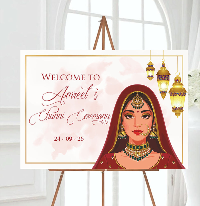 2049 – Elegant A1 Chunni Ceremony Welcome Poster