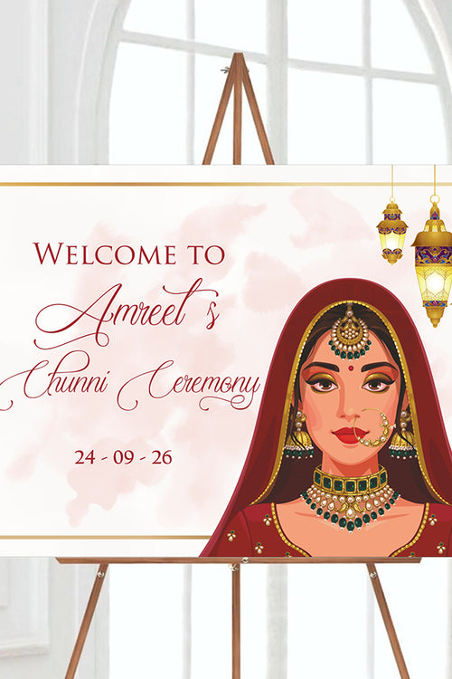 Load image into Gallery viewer, 2049 – Elegant A1 Chunni Ceremony Welcome Poster
