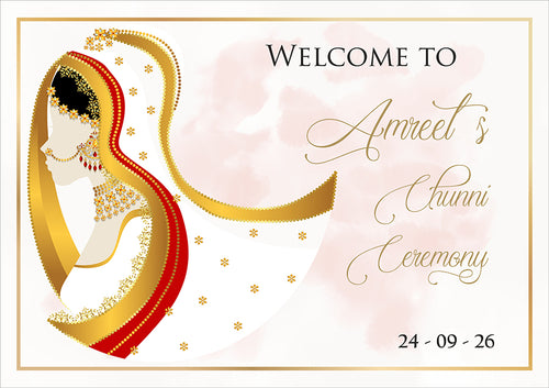 Load image into Gallery viewer, 2050 – Elegant A1 Chunni Ceremony Welcome Poster
