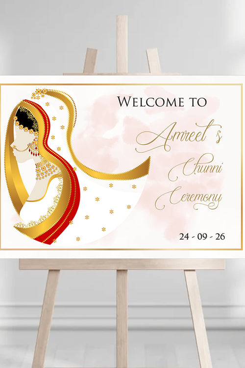 Load image into Gallery viewer, 2050 – Elegant A1 Chunni Ceremony Welcome Poster
