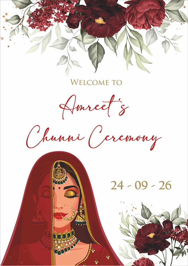 2051 – Elegant A1 Chunni Ceremony Welcome Poster