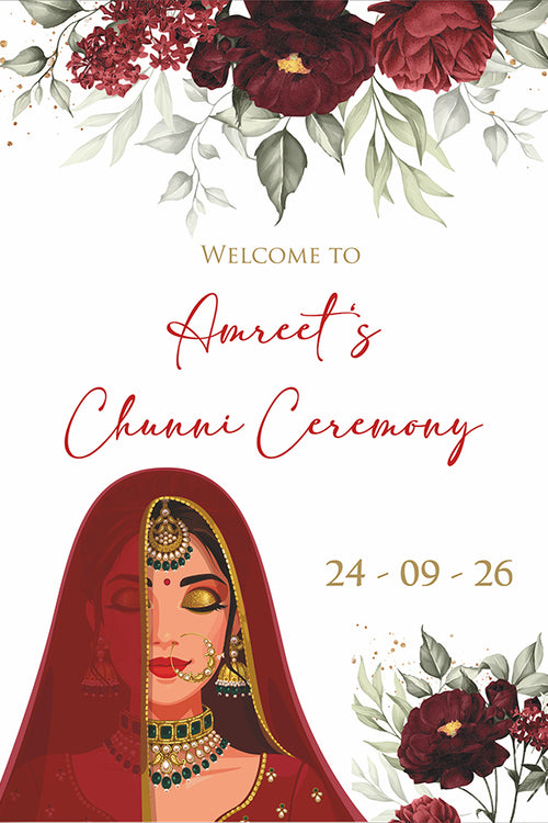 Load image into Gallery viewer, 2051 – Elegant A1 Chunni Ceremony Welcome Poster
