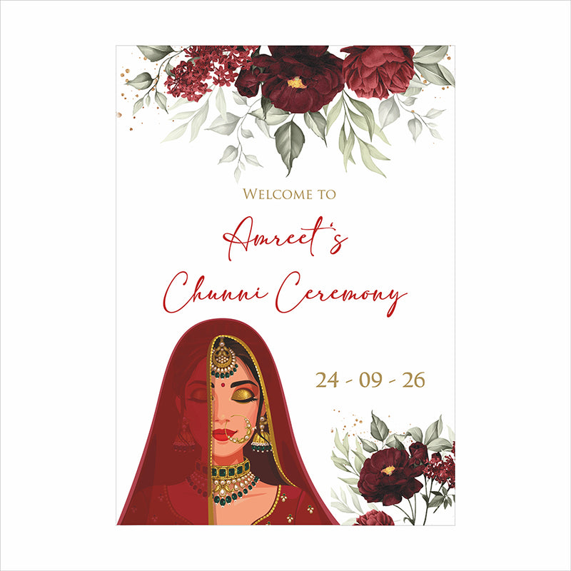 2051 – Elegant A1 Chunni Ceremony Welcome Poster