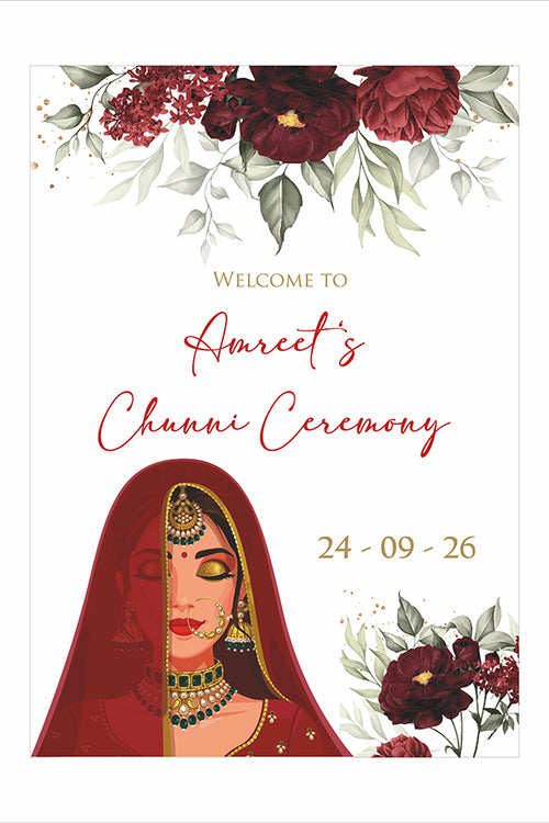 Load image into Gallery viewer, 2051 – Elegant A1 Chunni Ceremony Welcome Poster
