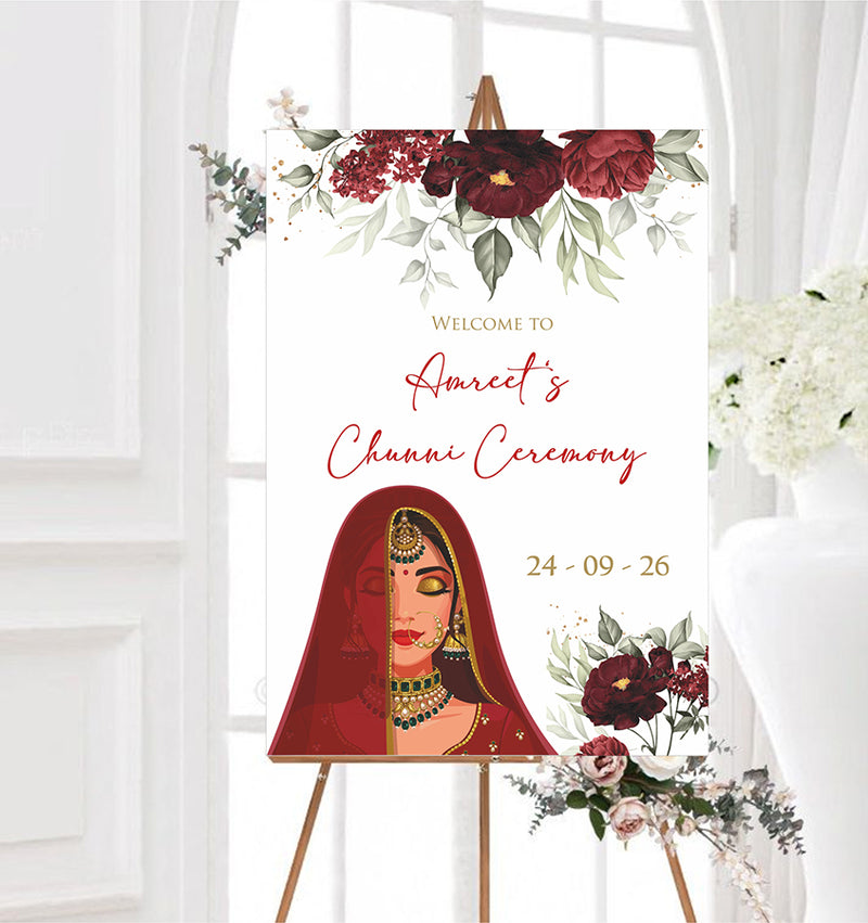 2051 – Elegant A1 Chunni Ceremony Welcome Poster