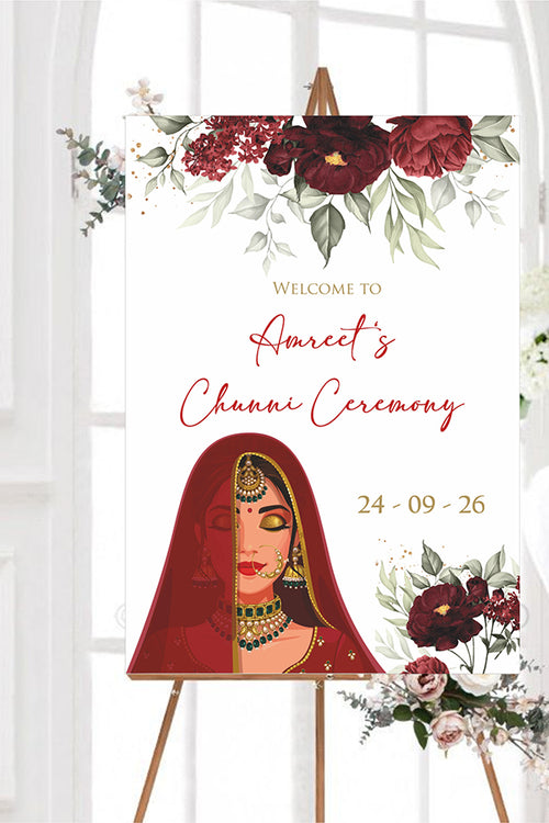 Load image into Gallery viewer, 2051 – Elegant A1 Chunni Ceremony Welcome Poster
