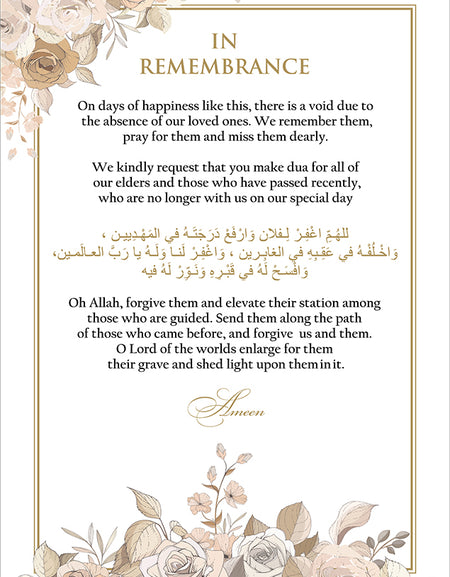 Close-up detail of 2053 Remembrance Sign, highlighting the brown, white, and ivory roses in the corners, symbolizing love, purity, and remembrance