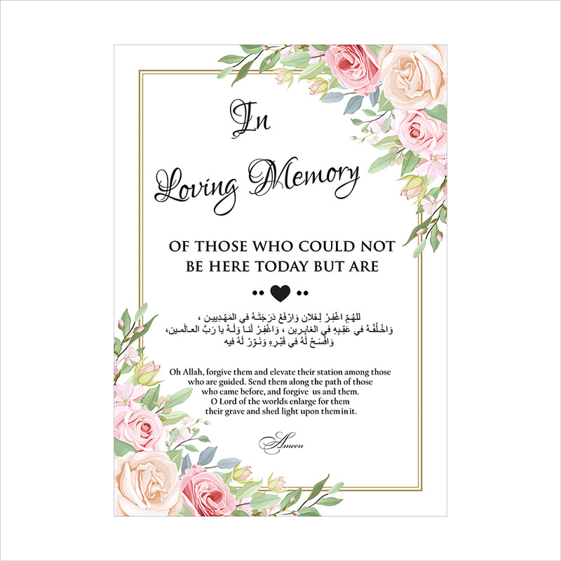Close-up detail of 2056 Remembrance Poster, highlighting the thoughtful design and text, creating a meaningful tribute for a memory table or display