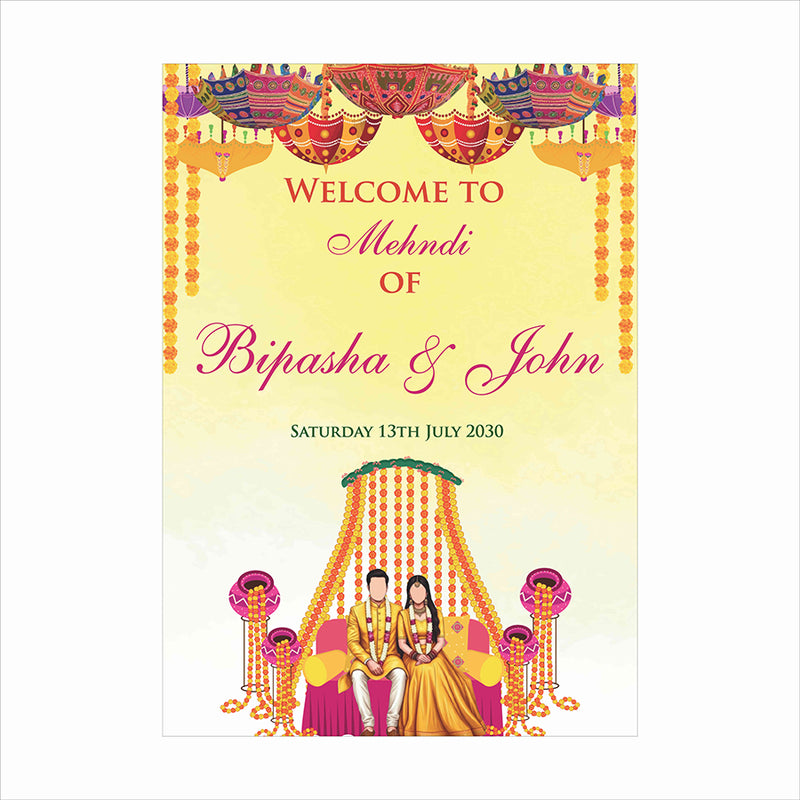 2066 – A1 Bright Coloured Desi Design Mehndi / dholki Poster