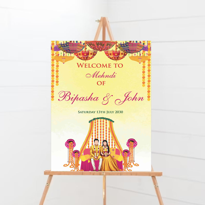 2066 – A1 Bright Coloured Desi Design Mehndi / dholki Poster
