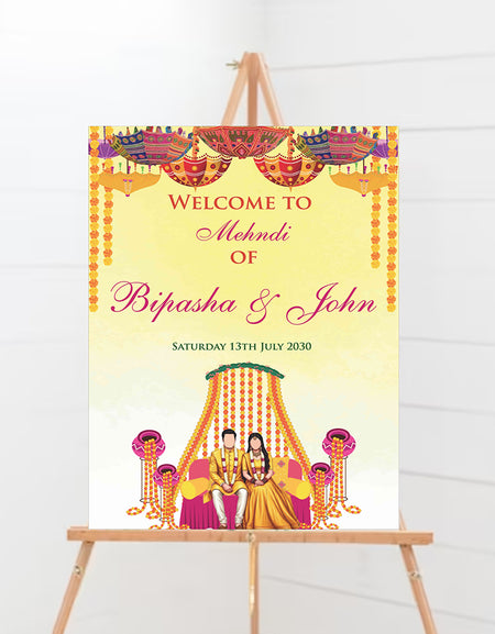 2066 – A1 Bright Coloured Desi Design Mehndi / dholki Poster