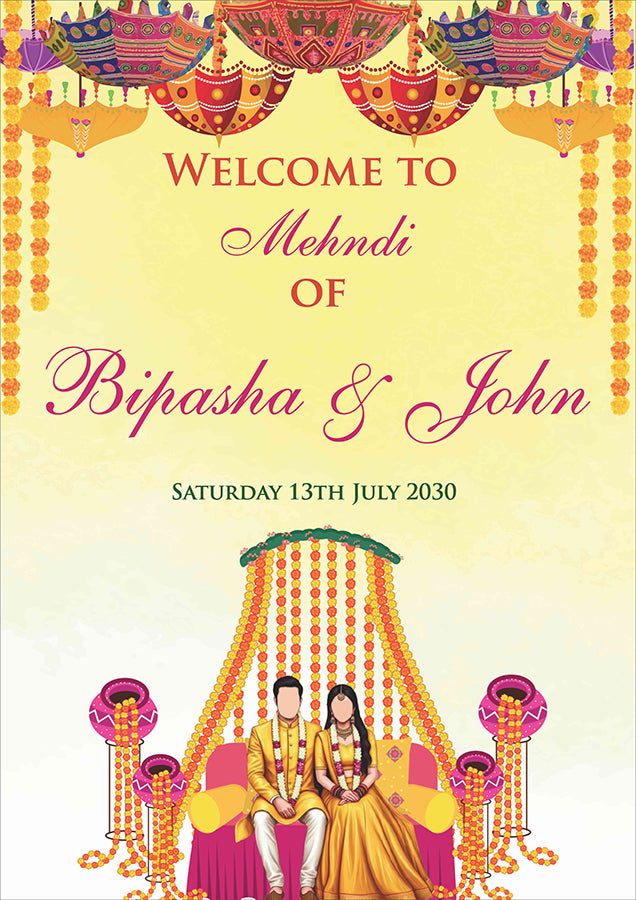 2066 – A1 Bright Coloured Desi Design Mehndi / dholki Poster