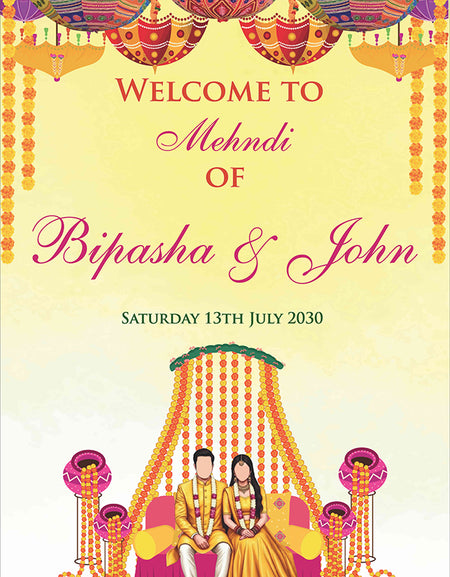 2066 – A1 Bright Coloured Desi Design Mehndi / dholki Poster