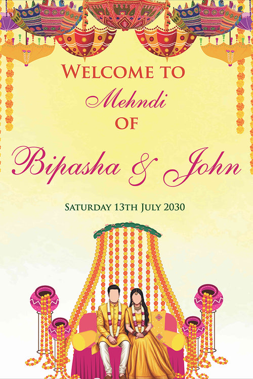 Load image into Gallery viewer, 2066 – A1 Bright Coloured Desi Design Mehndi / dholki Poster
