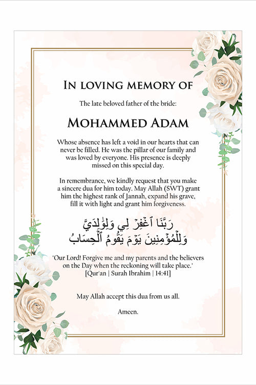 Load image into Gallery viewer, 2066 A1 In Loving Memory Sign - White &amp; Ivory Roses Corner Design

