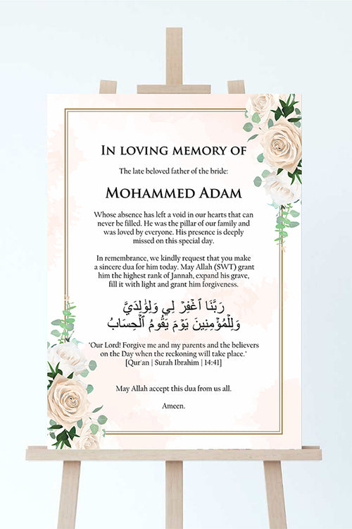Load image into Gallery viewer, 2066 A1 In Loving Memory Sign - White &amp; Ivory Roses Corner Design
