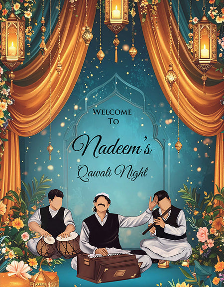 2070 – A1 Blue and Rust Qawali poster