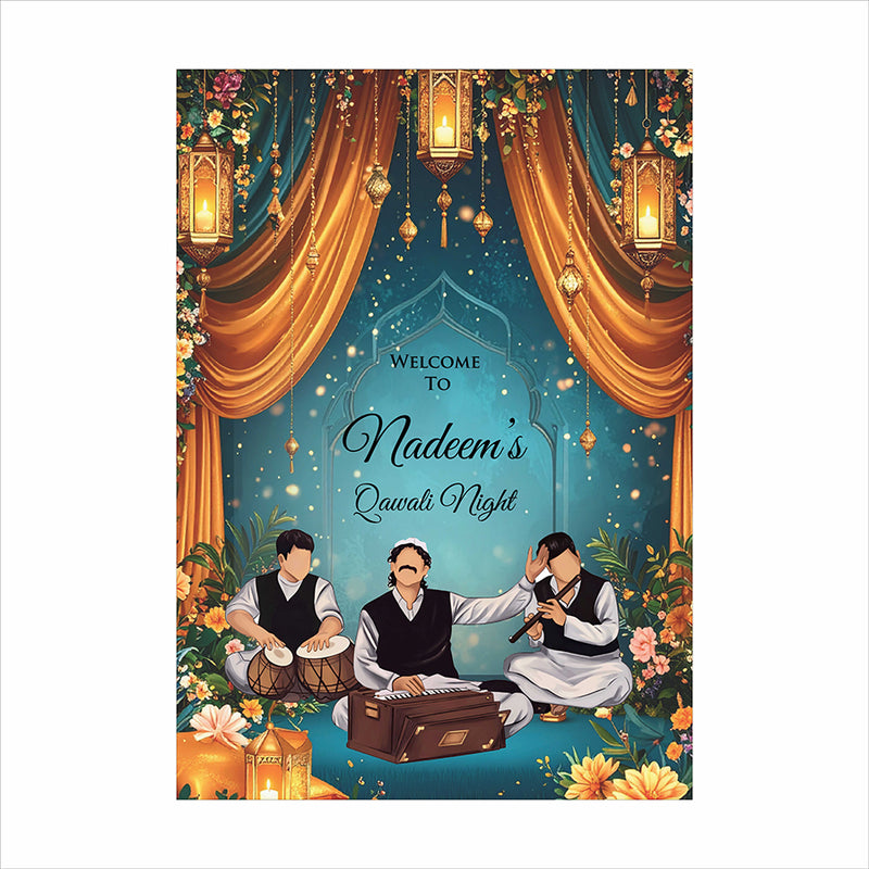 2070 – A1 Blue and Rust Qawali poster