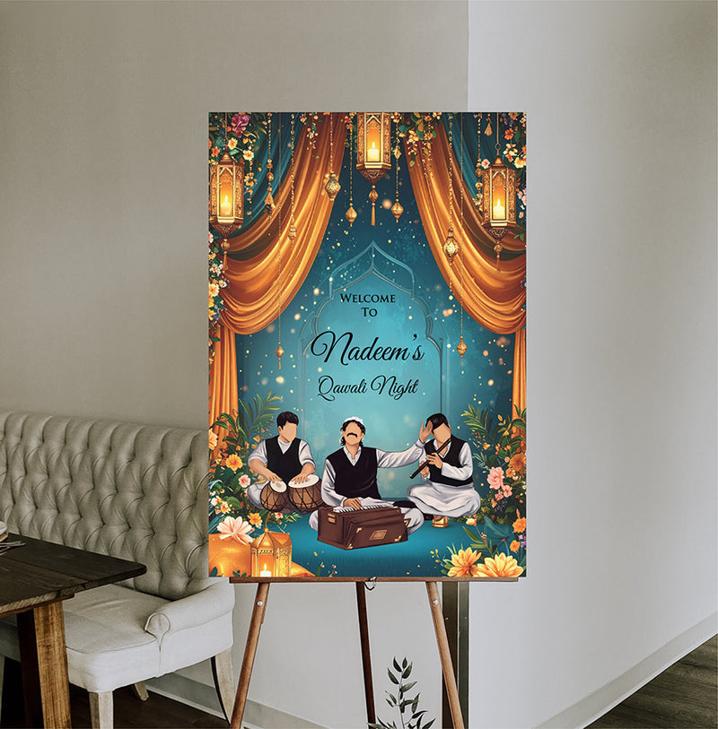 2070 – A1 Blue and Rust Qawali poster