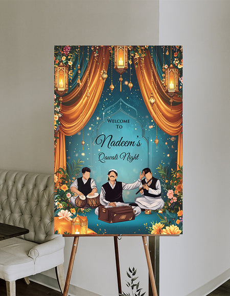 2070 – A1 Blue and Rust Qawali poster