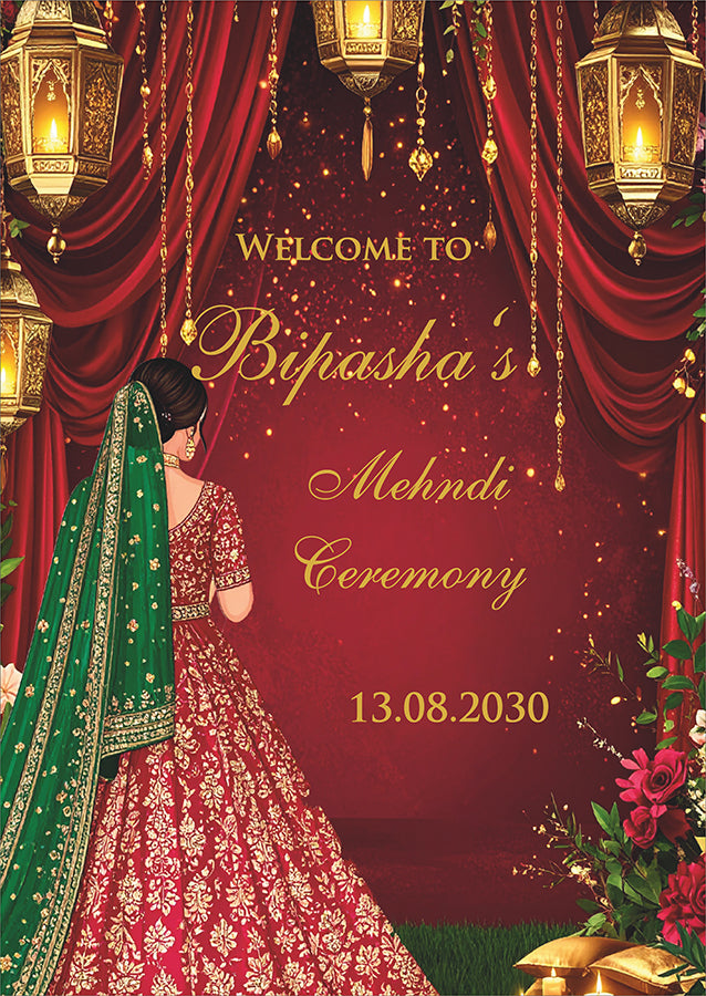 2071 – A1 Red and Green Mehndi / Dholki / Pre wedding poster