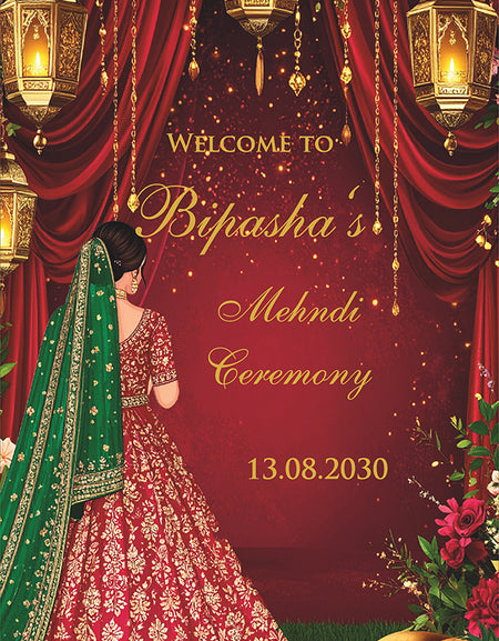2071 – A1 Red and Green Mehndi / Dholki / Pre wedding poster