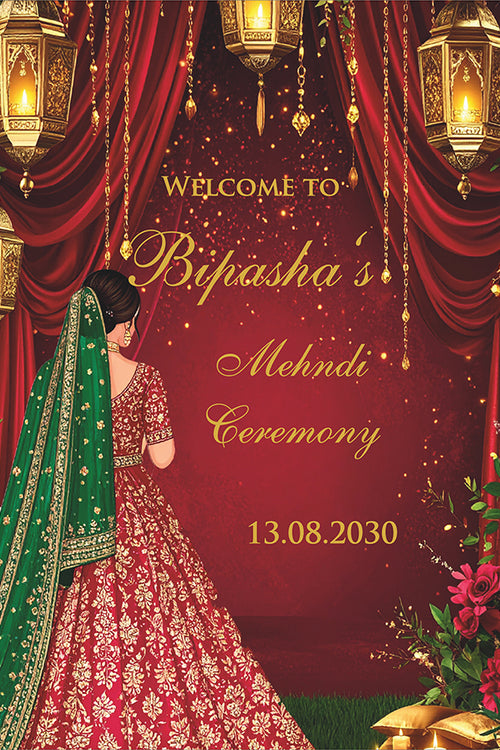 Load image into Gallery viewer, 2071 – A1 Red and Green Mehndi / Dholki / Pre wedding poster
