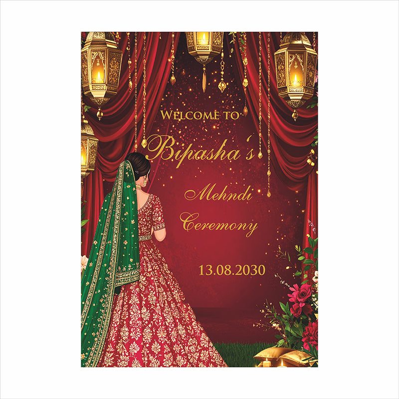 2071 – A1 Red and Green Mehndi / Dholki / Pre wedding poster