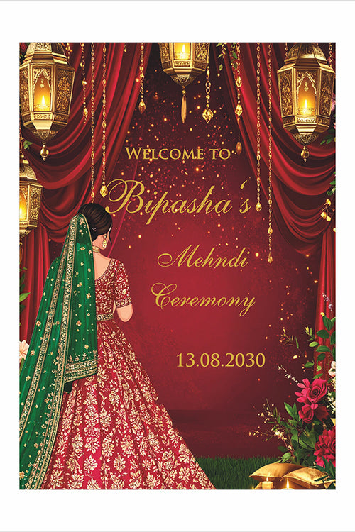 Load image into Gallery viewer, 2071 – A1 Red and Green Mehndi / Dholki / Pre wedding poster
