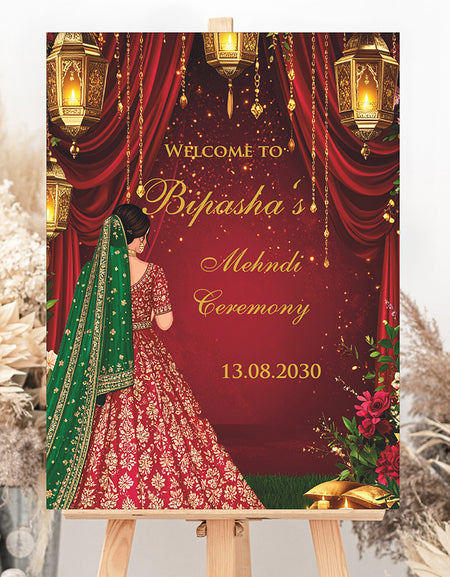 2071 – A1 Red and Green Mehndi / Dholki / Pre wedding poster